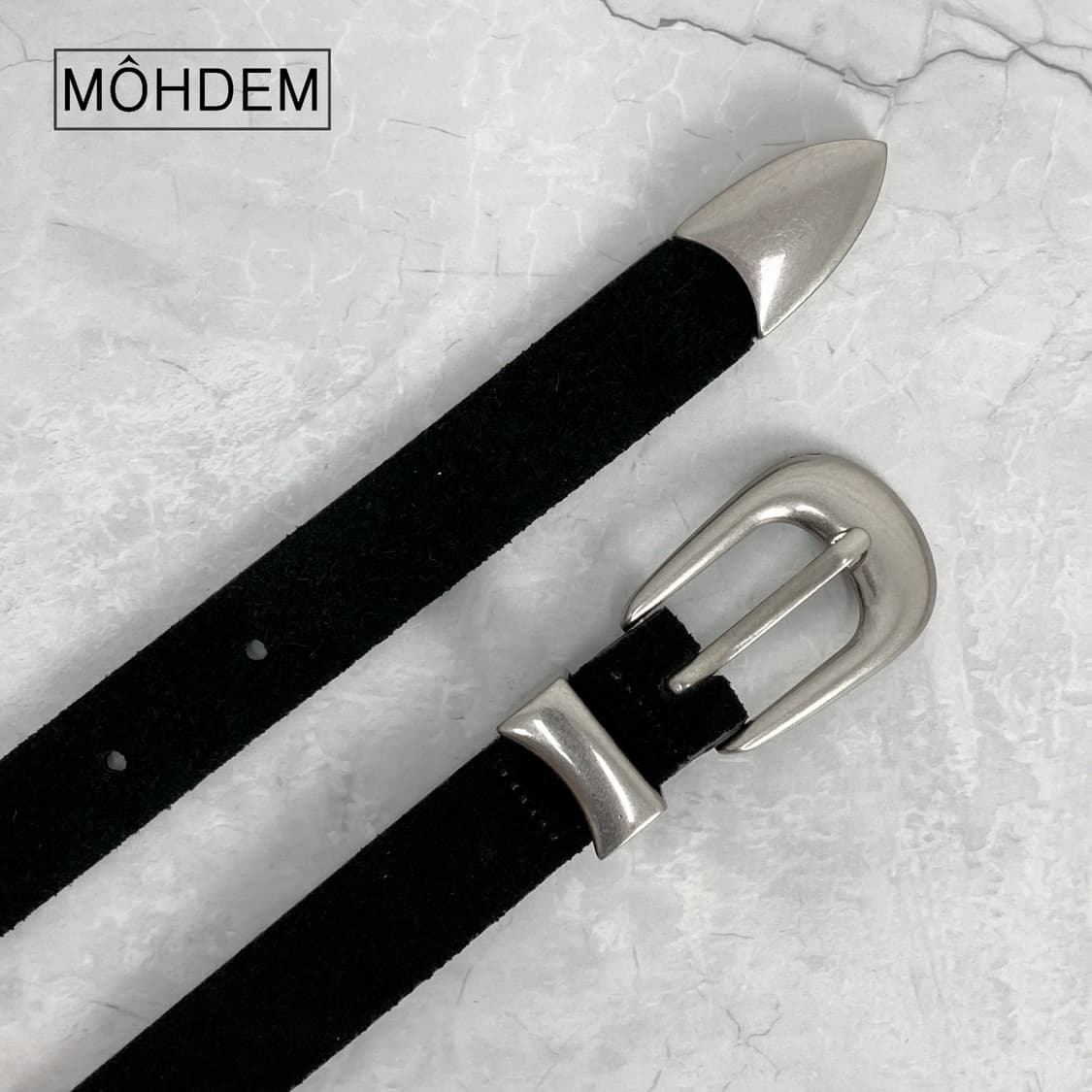 [Unisex] 웨스턴 카푸치노 스웨이드 벨트 블랙 상품이미지3