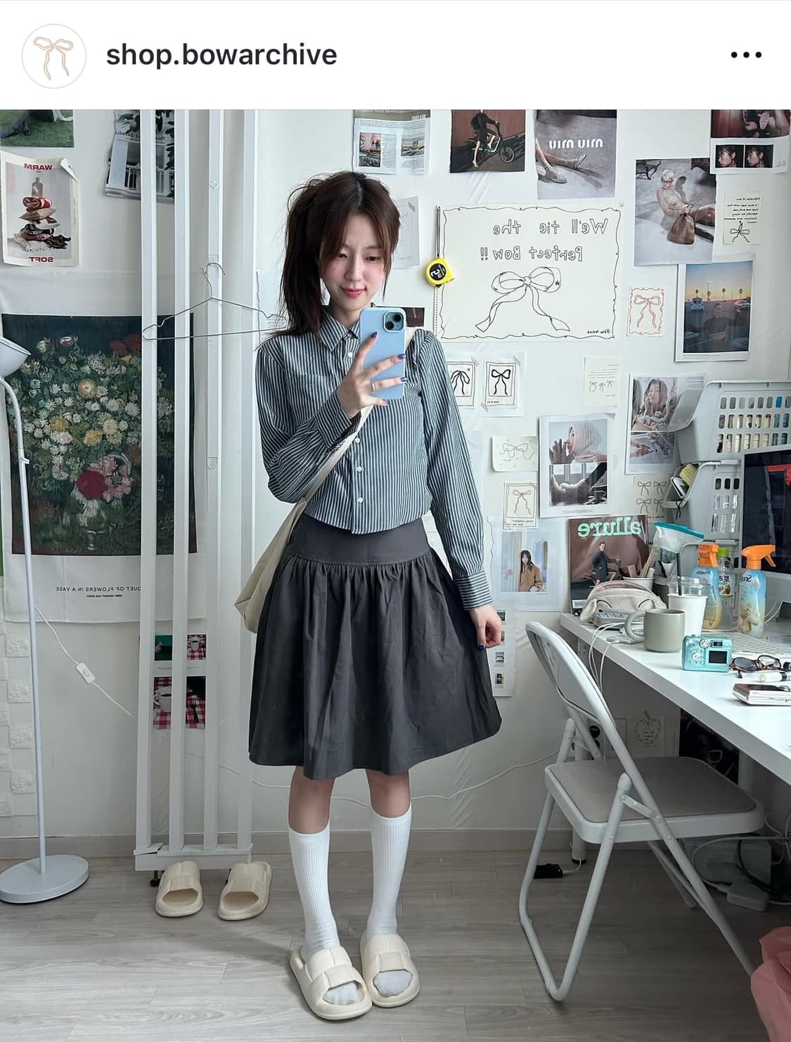 보우아카이브 벨미디스커트(차콜) 상품이미지1