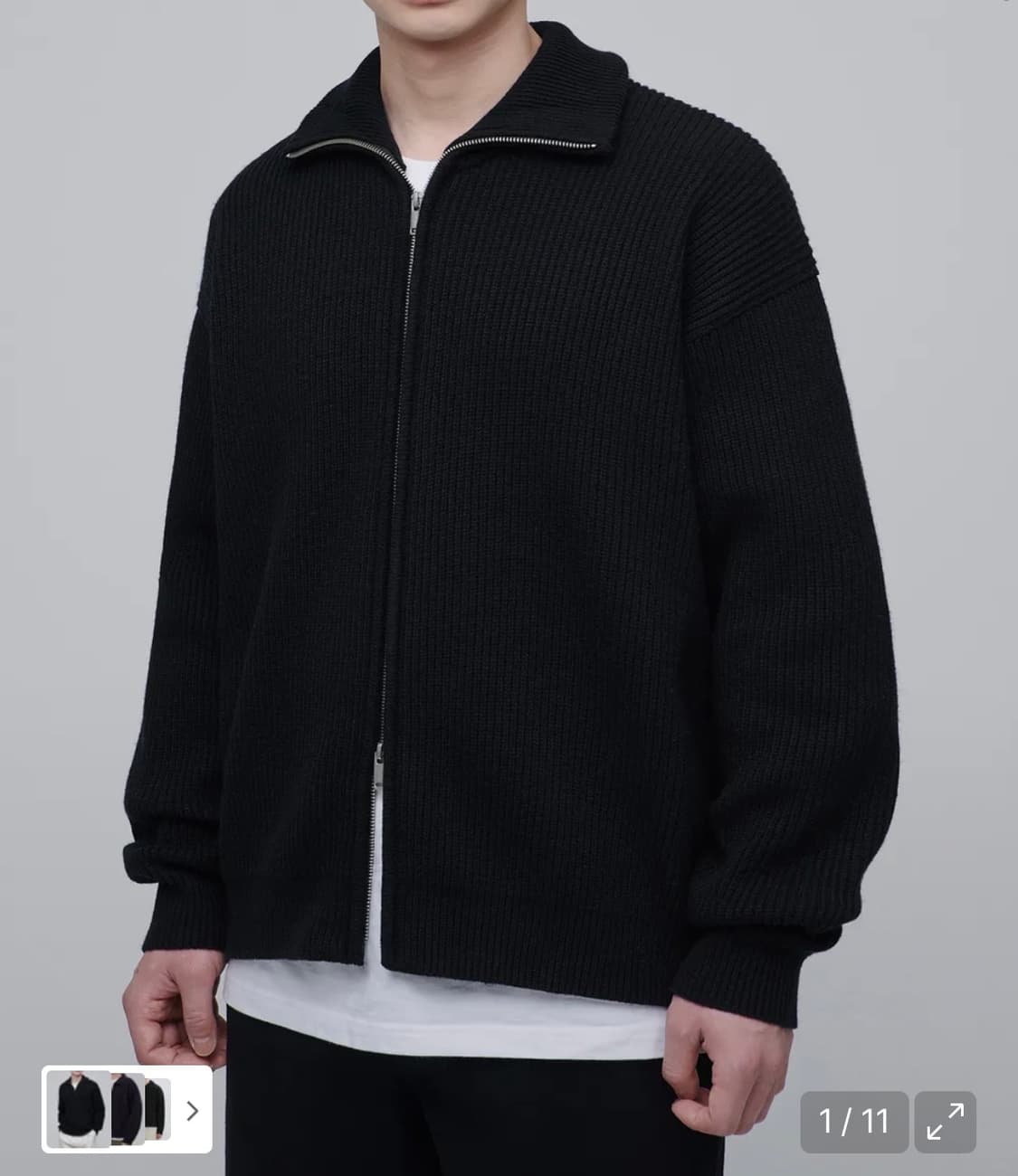 무신사스탠다드 릴렉스드 니트 집업 블랙 s 95 상품이미지1