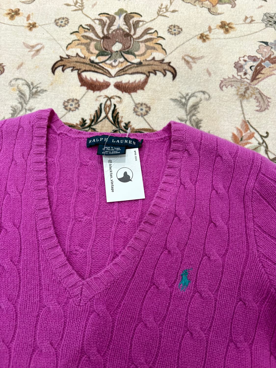 폴로 포니로고 캐시미어 혼방 v넥니트 상품이미지3