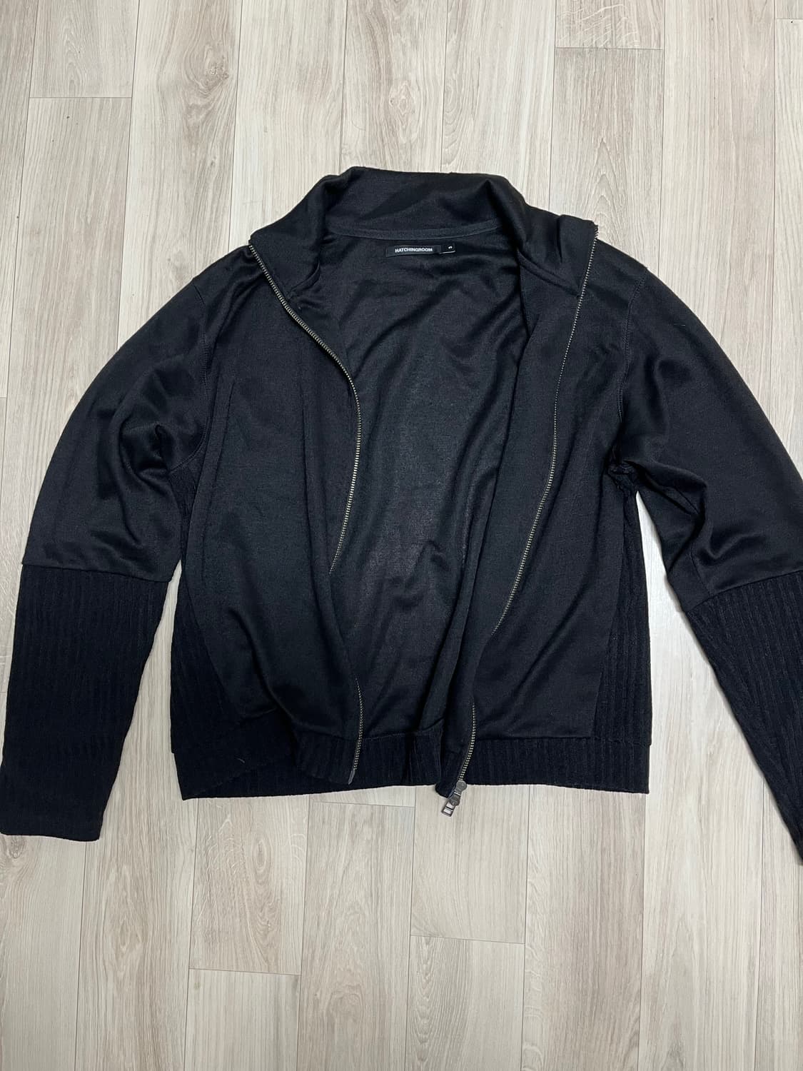 해칭룸 Double Sleeve Track Cardigan Black 상품이미지1