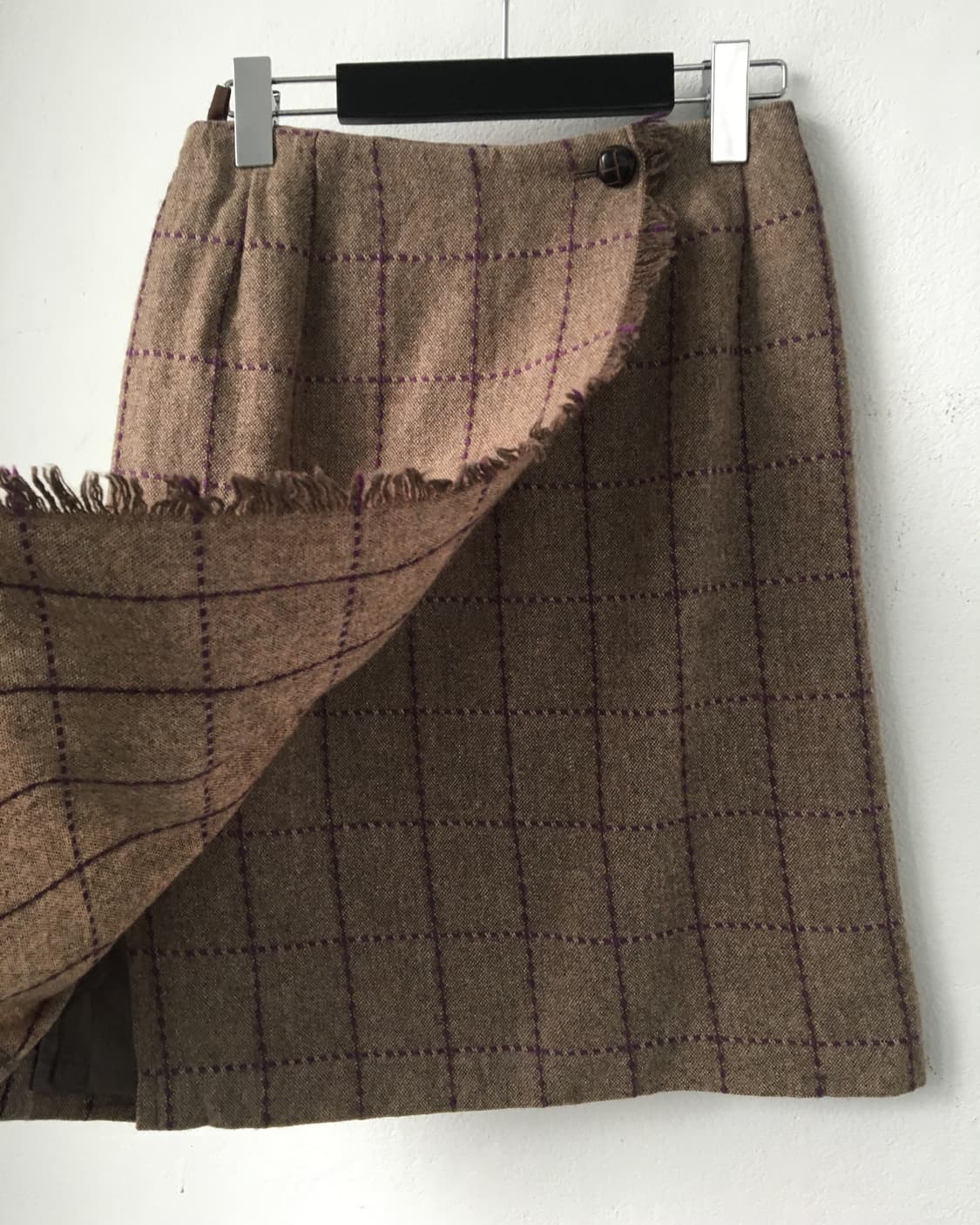 Fringe point check pattern wrap skirt 상품이미지3