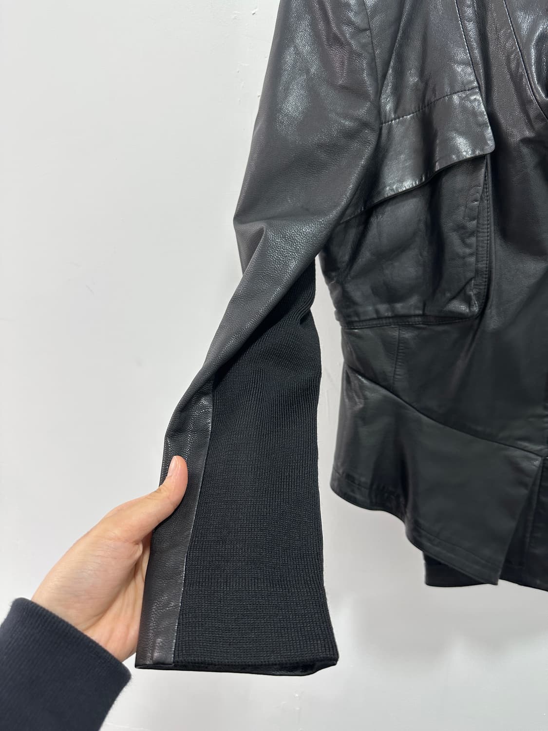 Asymmetric drape leather jacket  상품이미지9