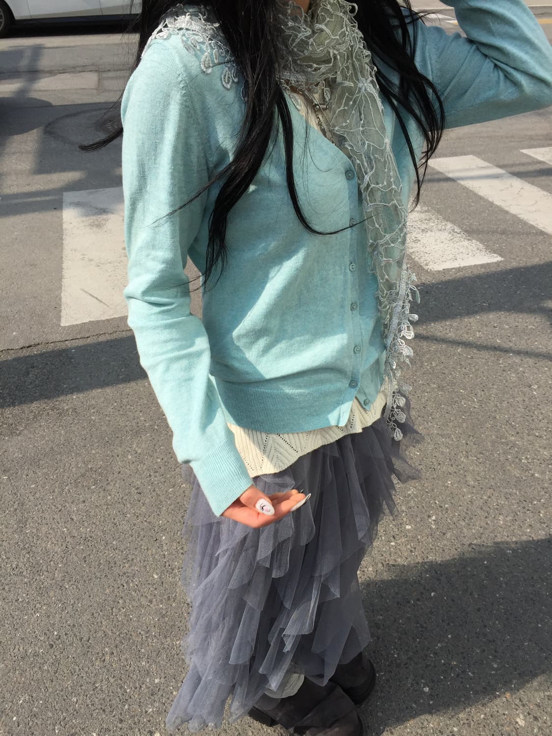 빈티지 민트 가디건 코디세트 상품이미지3