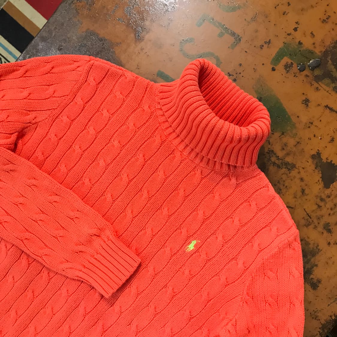 폴로랄프로렌 오렌지 케이블 터틀넥 니트 여성 55 사이즈 상품이미지3