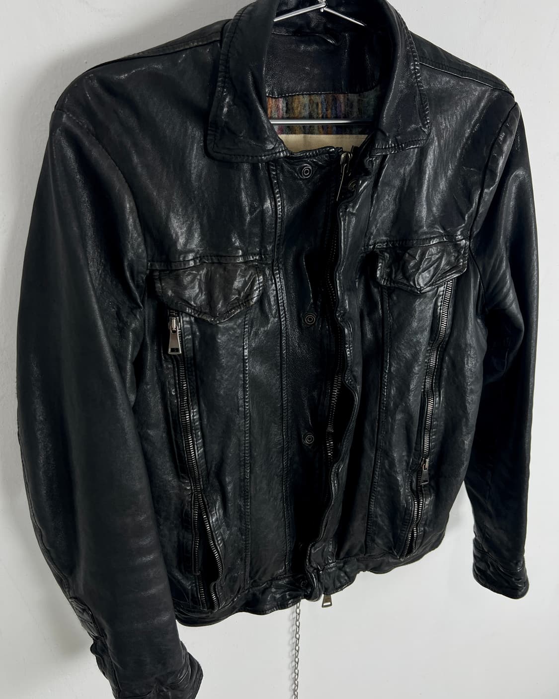 조르지오 브라토 체스트 지퍼 레더 자켓 상품이미지4