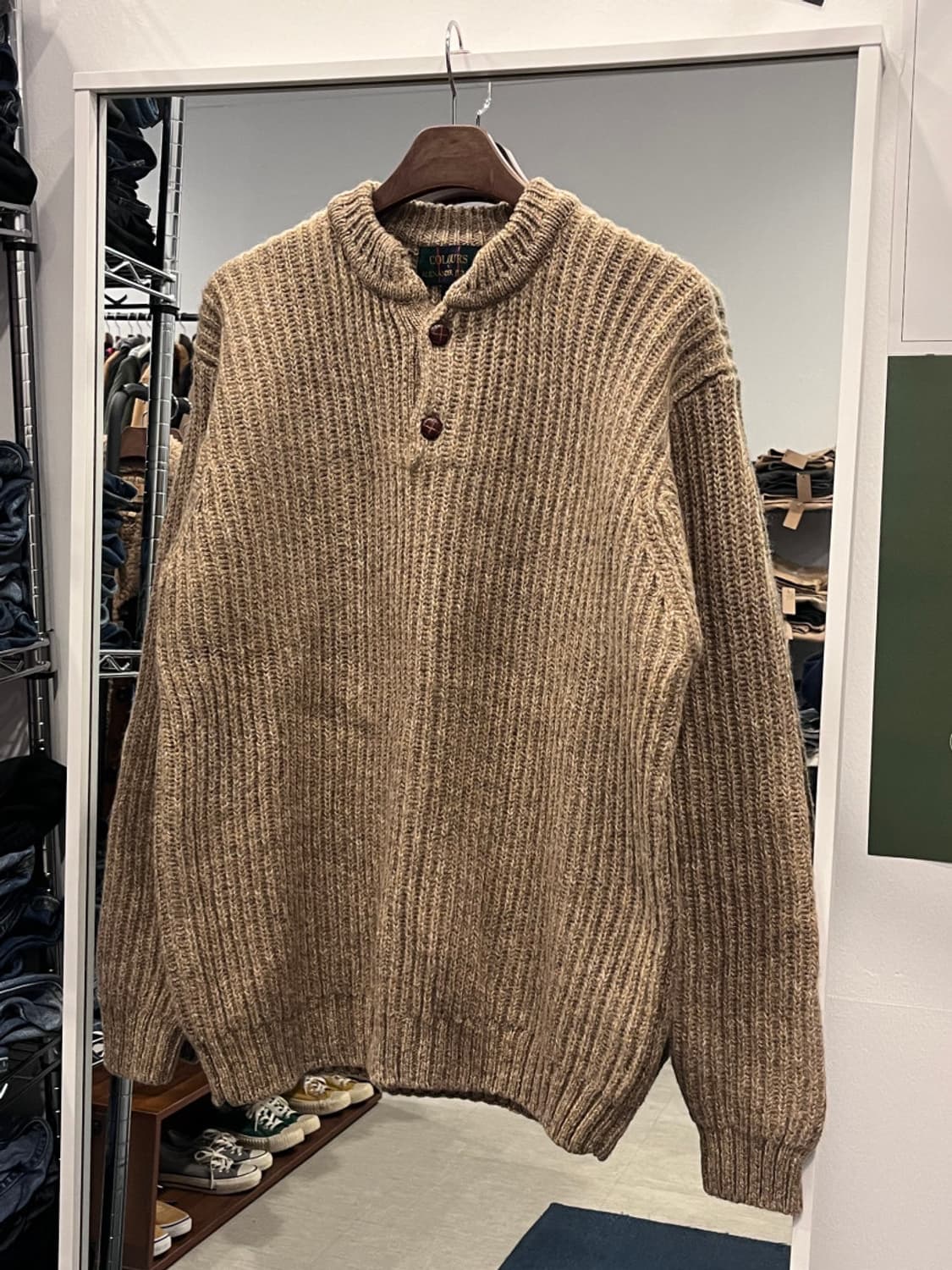 Colours 빈티지 헤비울 헨리넥 니트 상품이미지1