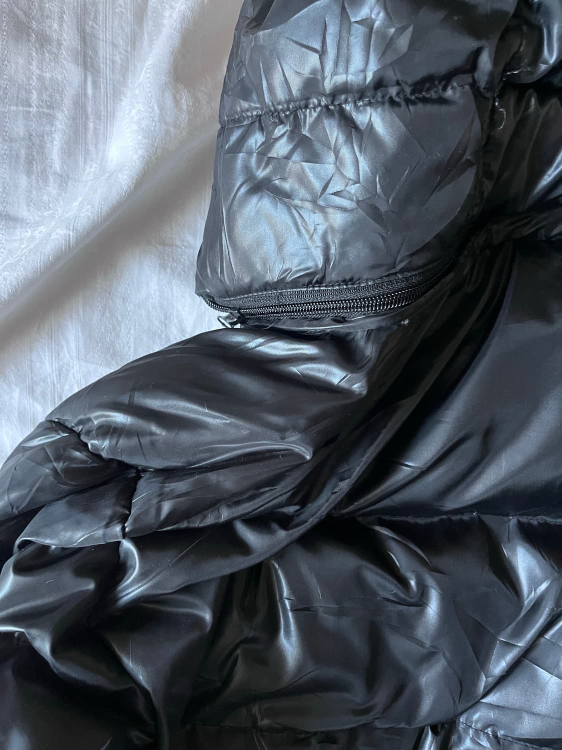 Glossy Black Fur Puffer Jacket 상품이미지7