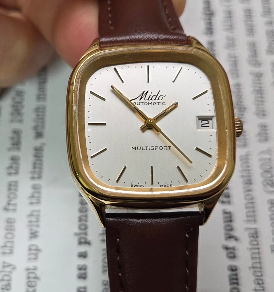 레어] 빈티지 미도(MIDO) 멀티스포트 사각탱크 실버판 필기체로고 오토 상품이미지1