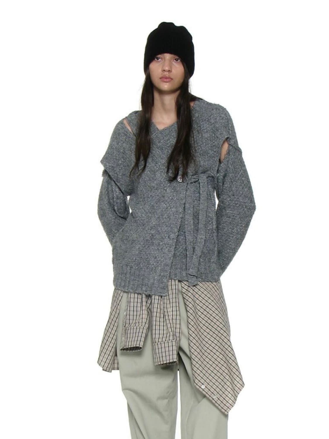 (1회착용) 파르티멘토우먼 컷아웃 랩니트 가디건 상품이미지2