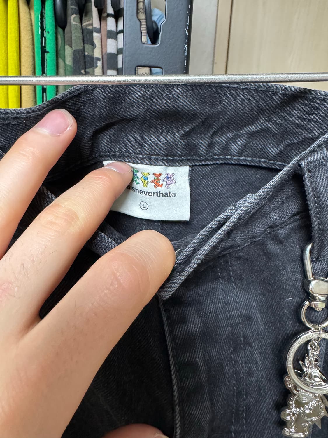 [L] 디스이즈네버댓 x 그레이트풀 데드 GD 라이트닝 릴렉스드 진 블랙 상품이미지4