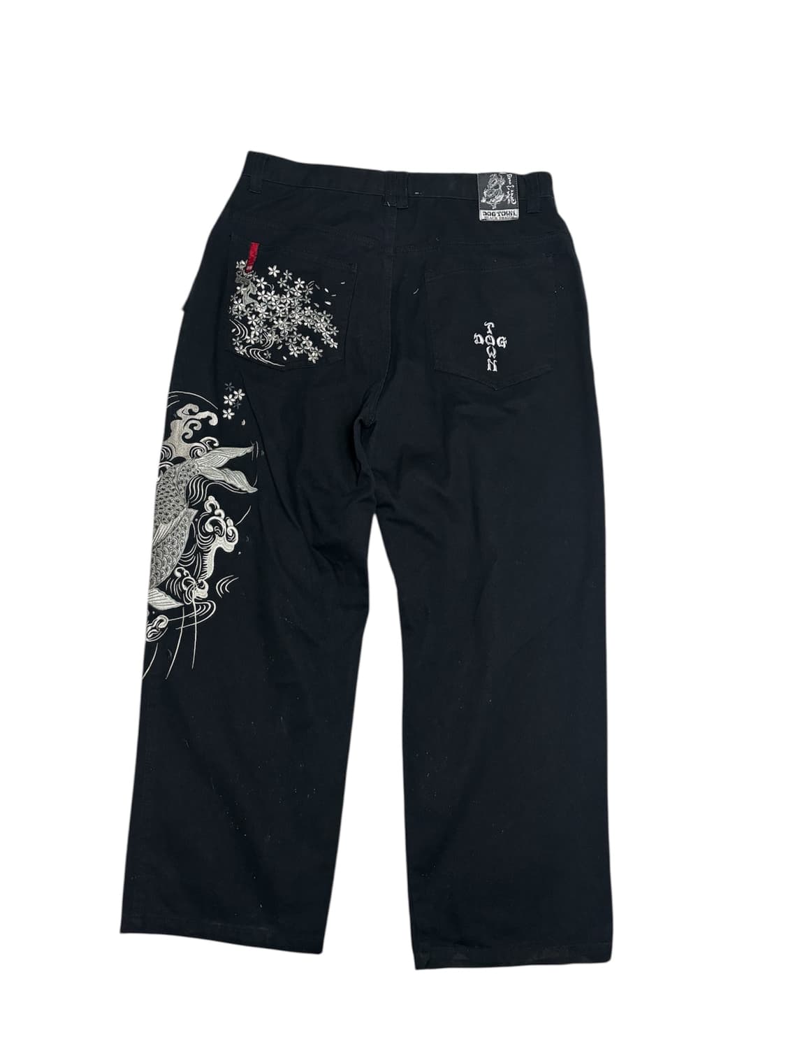 도그타운 dogtown 블랙 오리엔탈 잉어 자수 와이드 배기팬츠 상품이미지2