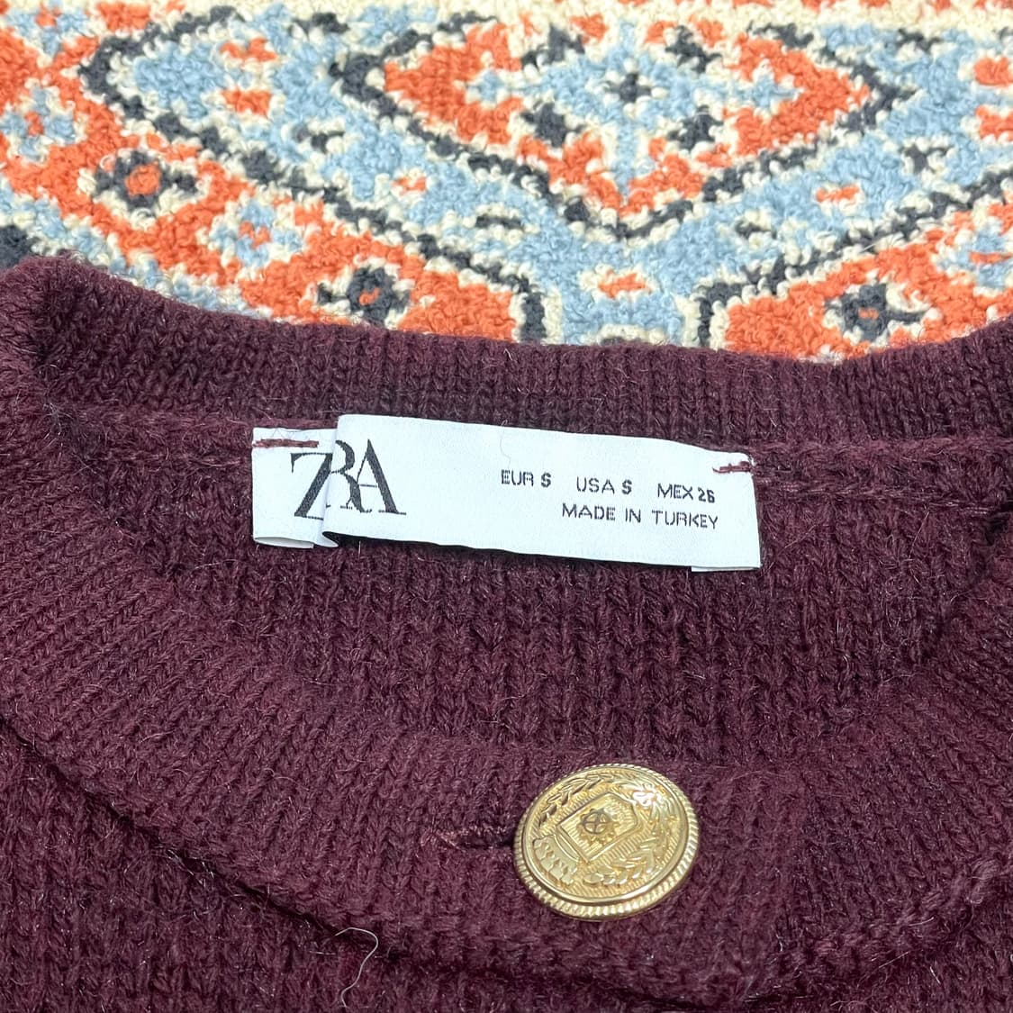 자라 버건디 니트 가디건 여성L 상품이미지3