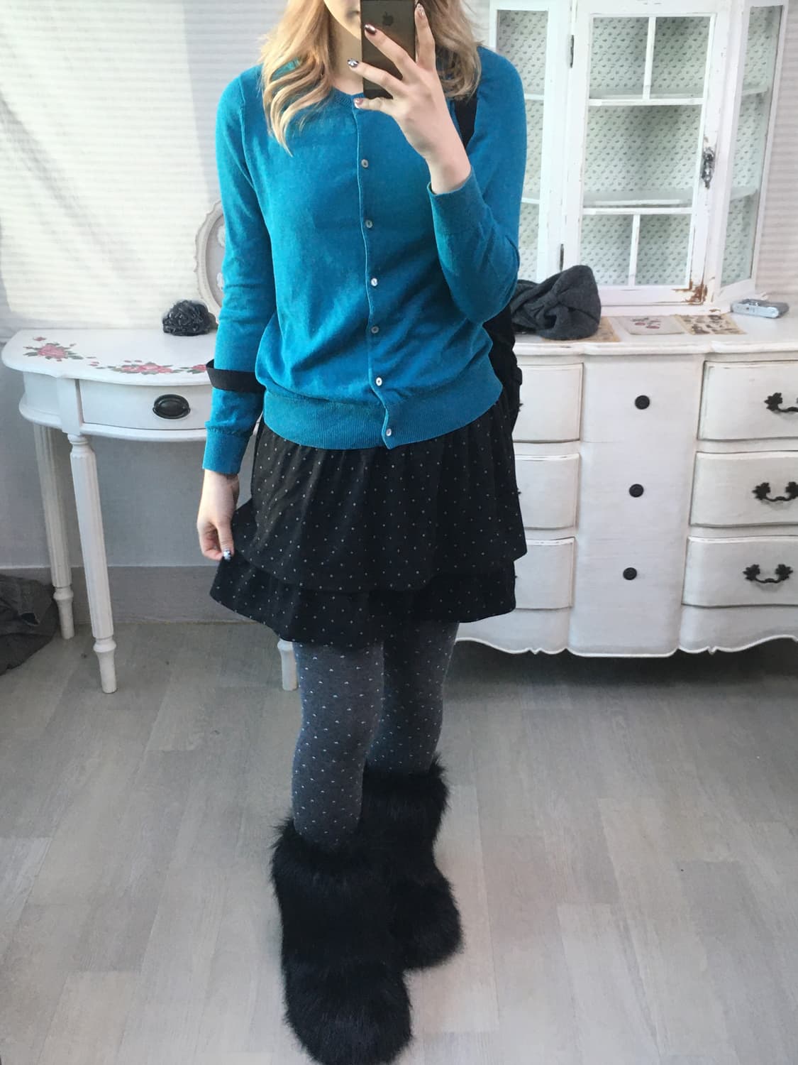 jpn vintage black dot cancan mini skirt 상품이미지5