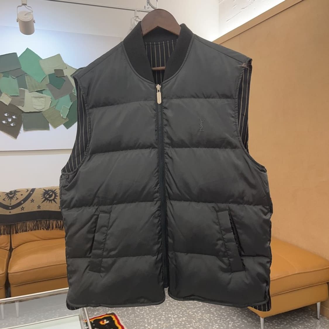 입생로랑 구스다운 리버시블 스트라이프 패딩 조끼 110 C06863 상품이미지4