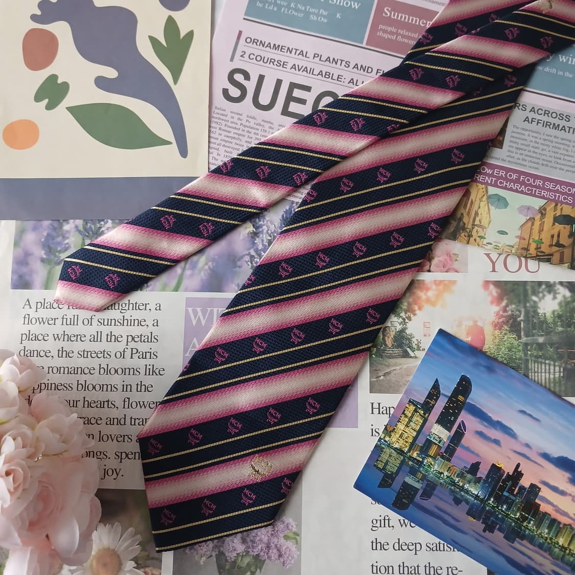 MCM 실크 스트라이프 자카드 넥타이 8.8cm A+등급 A19108
 상품이미지3