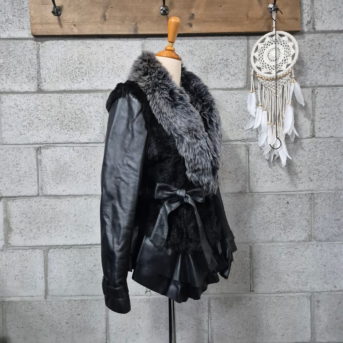 폭스렉스배색 빈티지가죽프릴자켓 상품이미지6