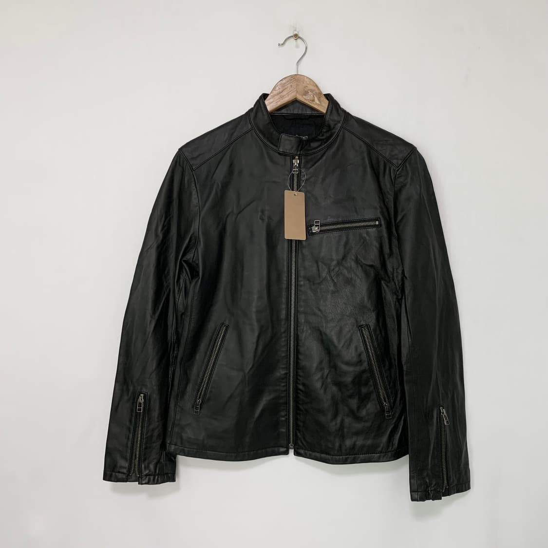 빈티지 블랙 소매 지퍼 디테일 양가죽 라이더 자켓 95 남녀공용 상품이미지1