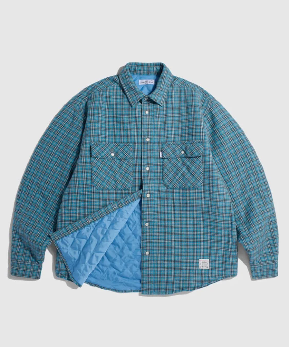 피도디도 퀼팅 체크 셔츠 블루 상품이미지1
