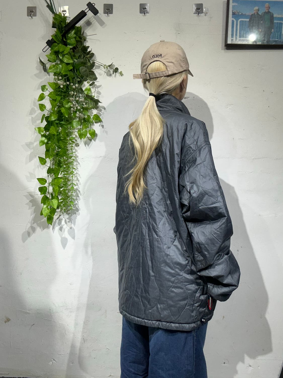 컬럼비아 네이비 그레이 양면 경량 패딩 바람막이 고프코어 자켓 상품이미지4