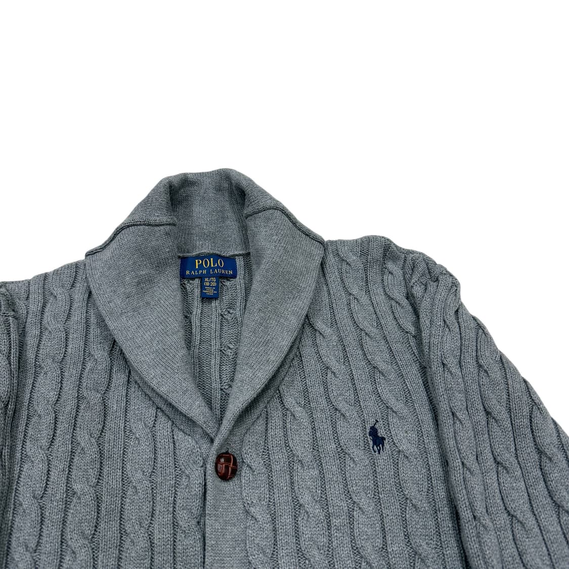 폴로 랄프로렌 꽈배기 숄카라 니트 가디건 그레이 XL 상품이미지2