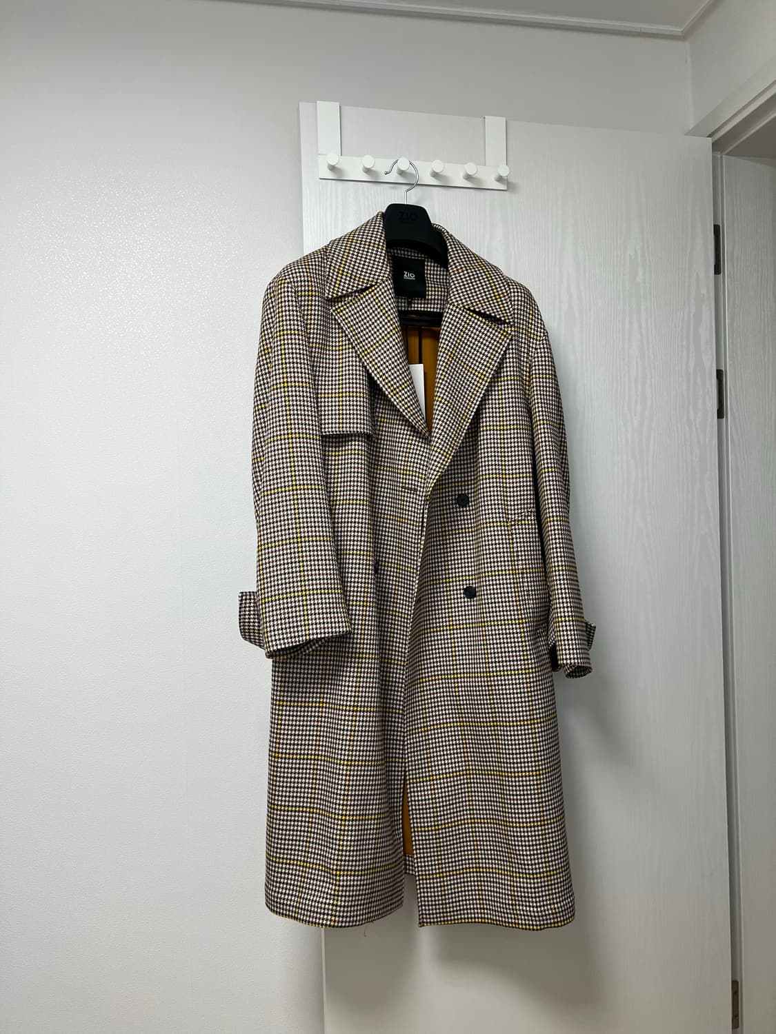 ZIO SONGZIO 체크 더블 롱 코트 새상품 105 판매합니다 상품이미지1