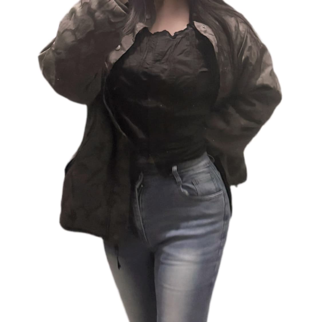 블랙 핀터깔 별 포인트 셔링 리본 디테일 딱붙 반팔 셔츠 상품이미지1