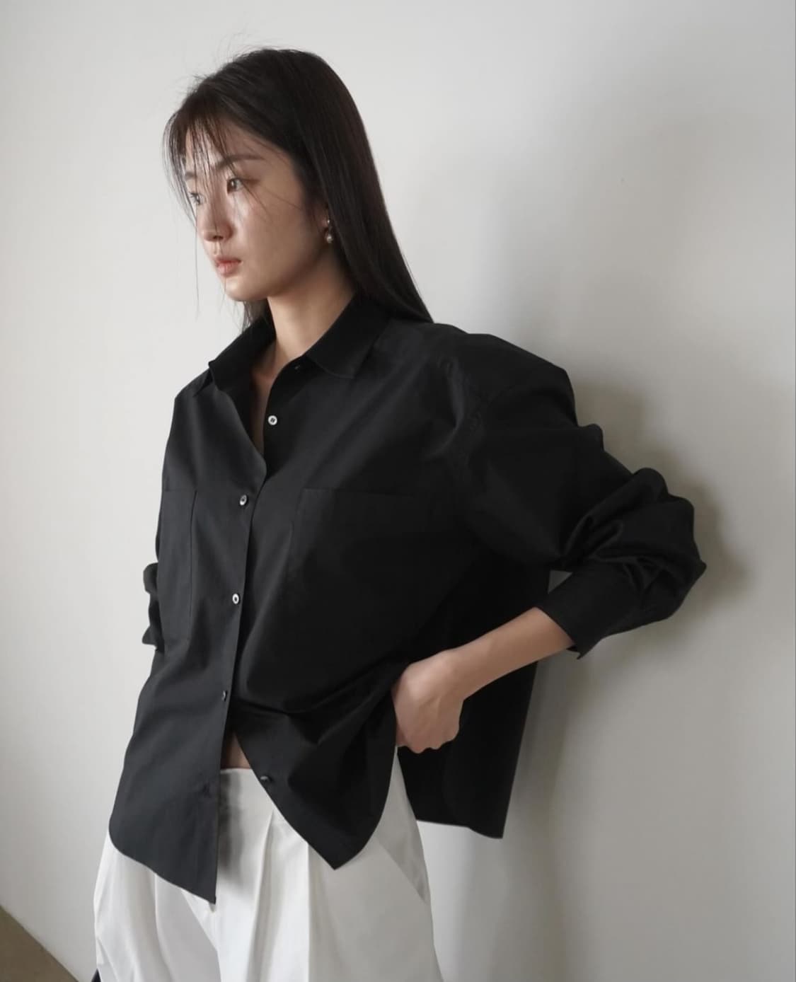 뉴욕나인스튜디오 Blanc Shirts 블랑 셔츠 숏 블랙 상품이미지3