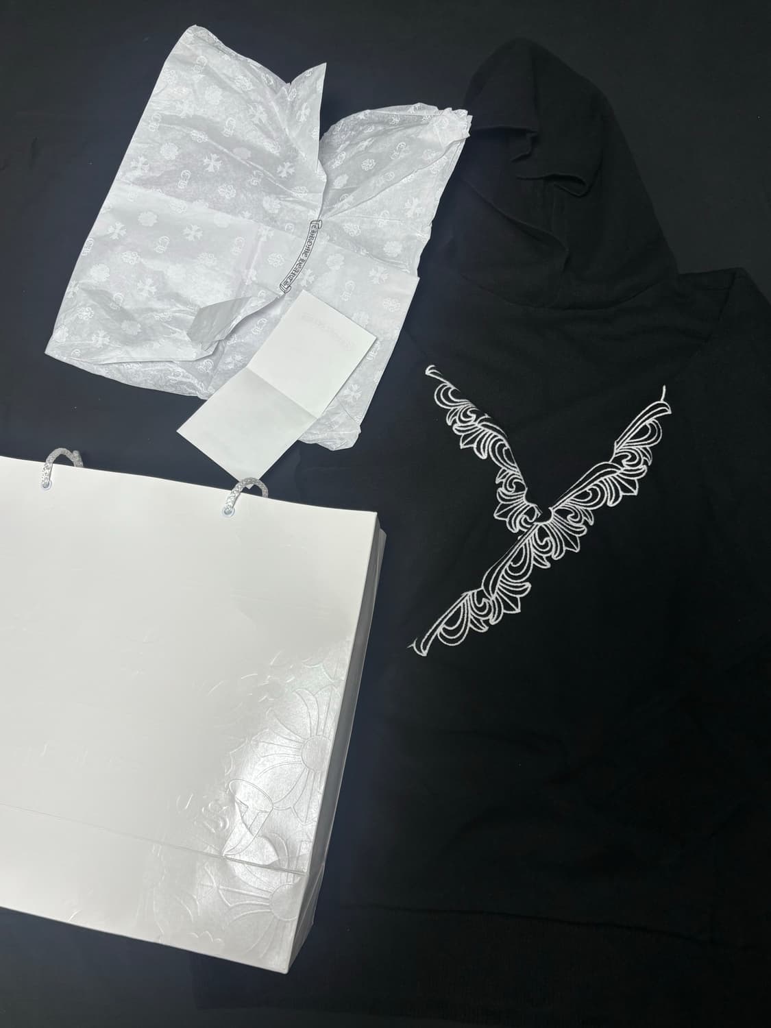 크롬하트 플로랄자수 캐시미어 후드티 상품이미지2