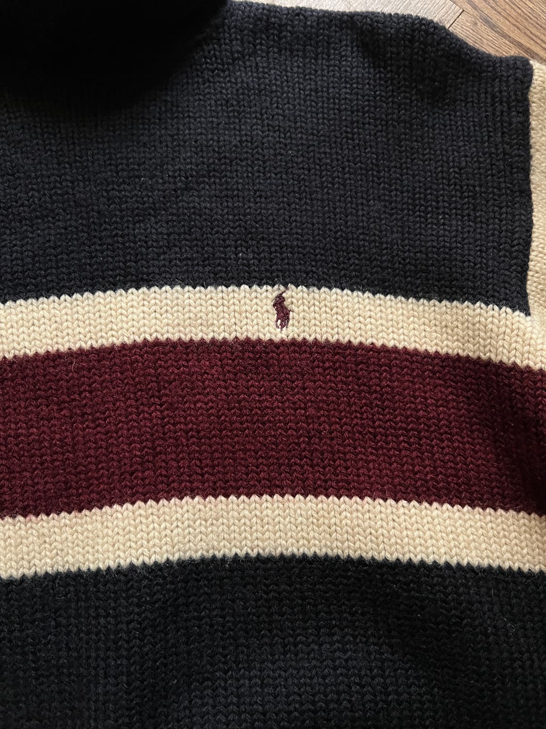 [XL]90's 폴로 랄프로렌 헤비 울 스트라이프 터틀넥 스웨터 상품이미지3