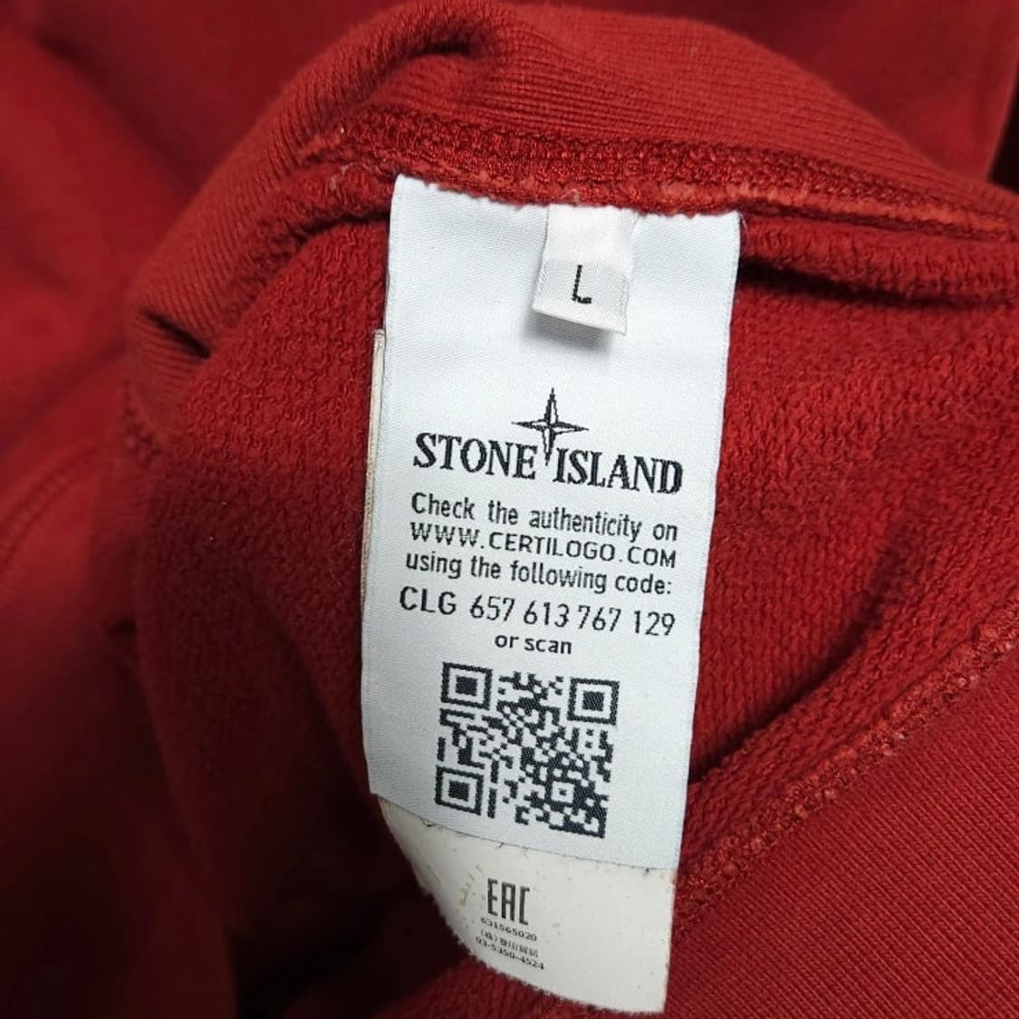 100)스톤아일랜드 하프버튼 맨투맨 워시드레드 상품이미지8