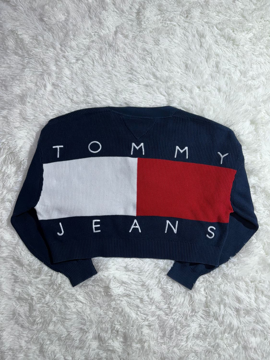 타미힐피거 네이비 빅로고 크롭 가디건  상품이미지5