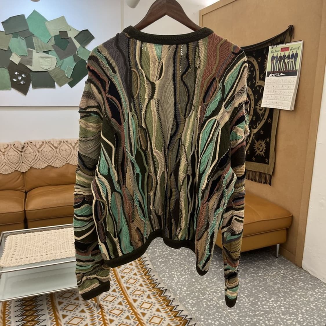 쿠지 보헤미안 에스닉 아메카지 데미지 뜨개 니트 M C10878 상품이미지4