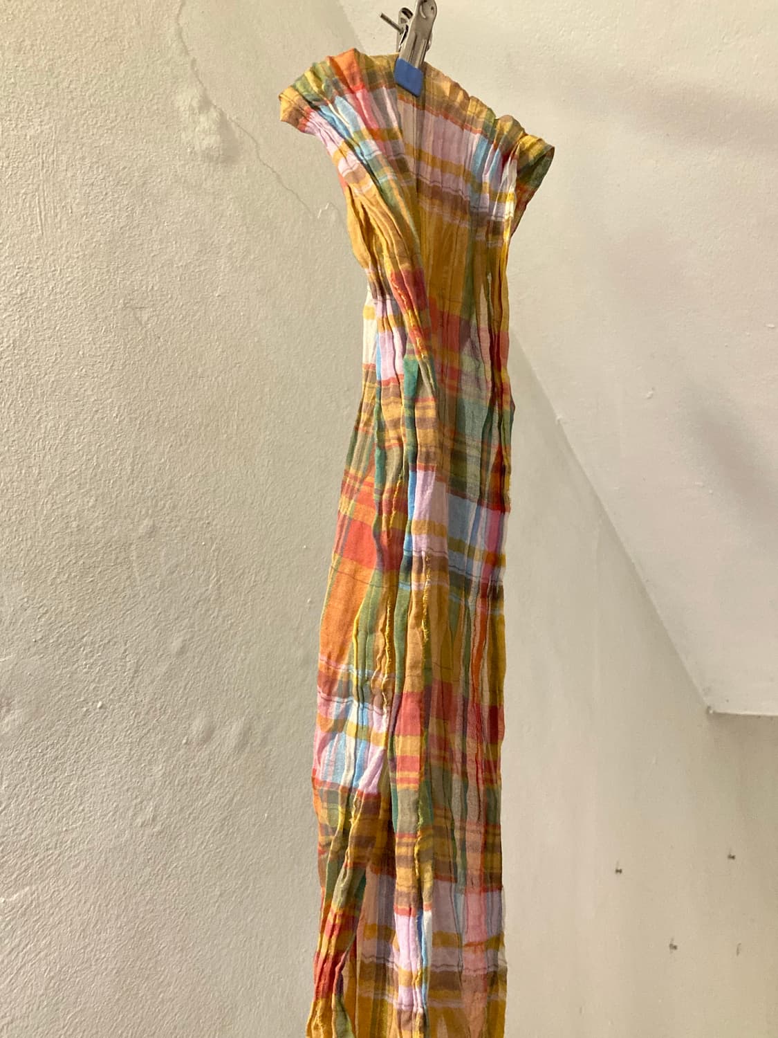 빈티지 레인보우 주름 체크 머플러 상품이미지2