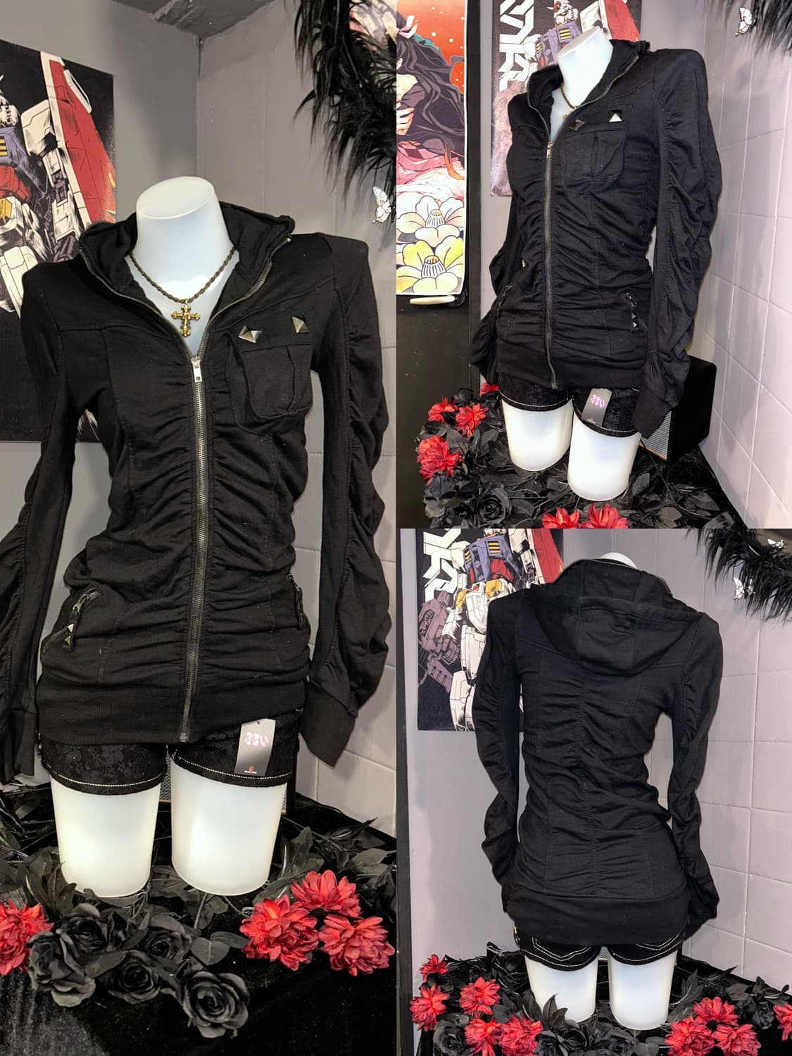 셔링 스터드 y2k 후드집업 펑크갸루 상품이미지2