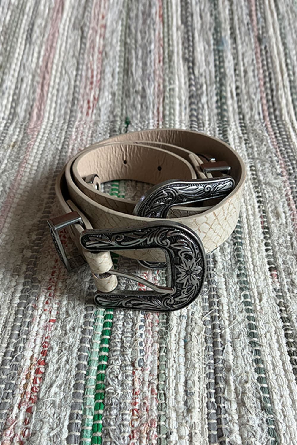 Croc-Embossed Double Buckle Western Belt 상품이미지1