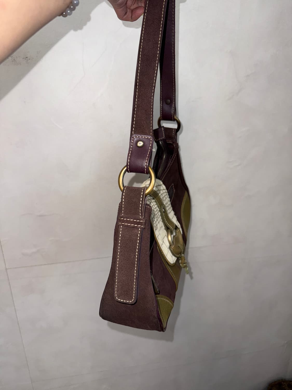 Esquire purple khaki calf fur buckle 숄더백 상품이미지4