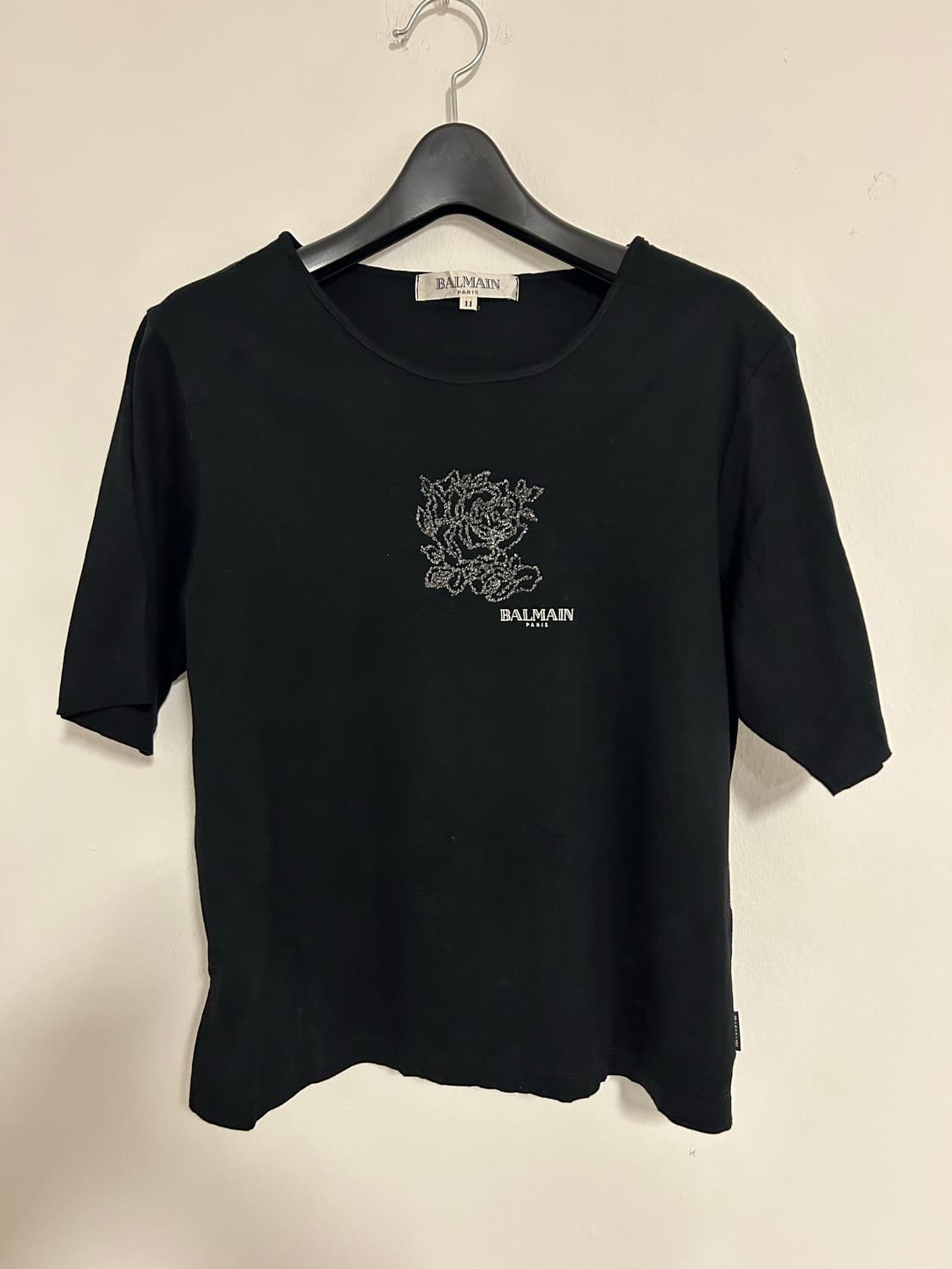 JPN 발망 비즈 플라워 로고 반팔 티셔츠 상품이미지1