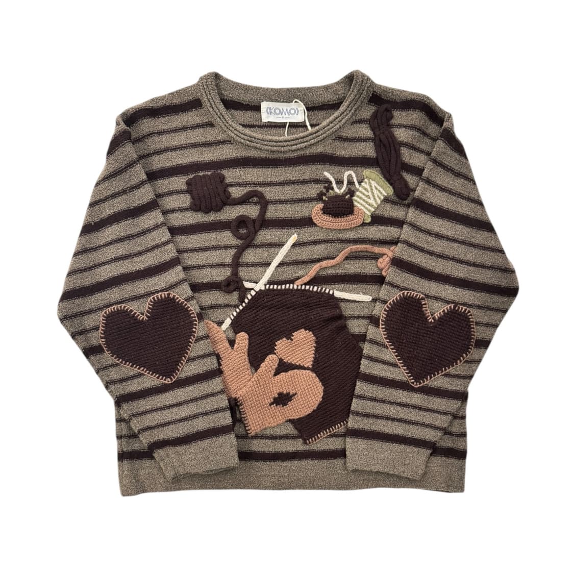 KOMO 울 스트라이프 니트 스웨터 브라운 상품이미지2