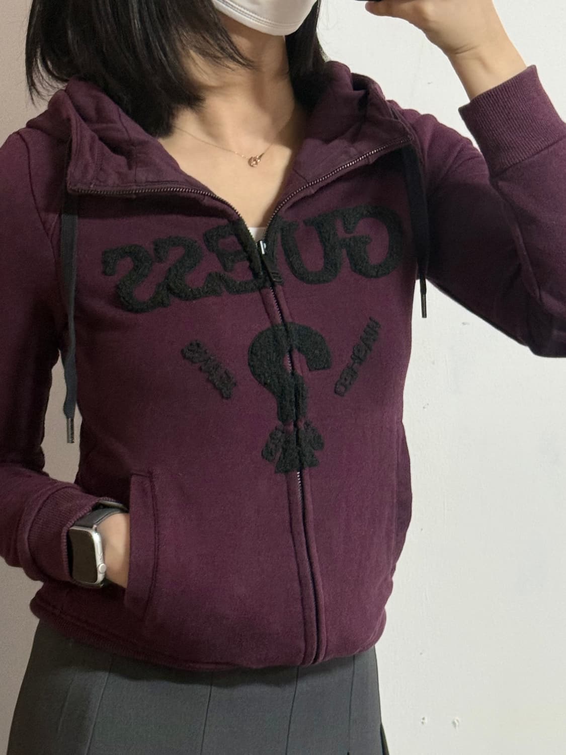GUESS 게스 퍼플 빅로고 후드집업 Xs 상품이미지2
