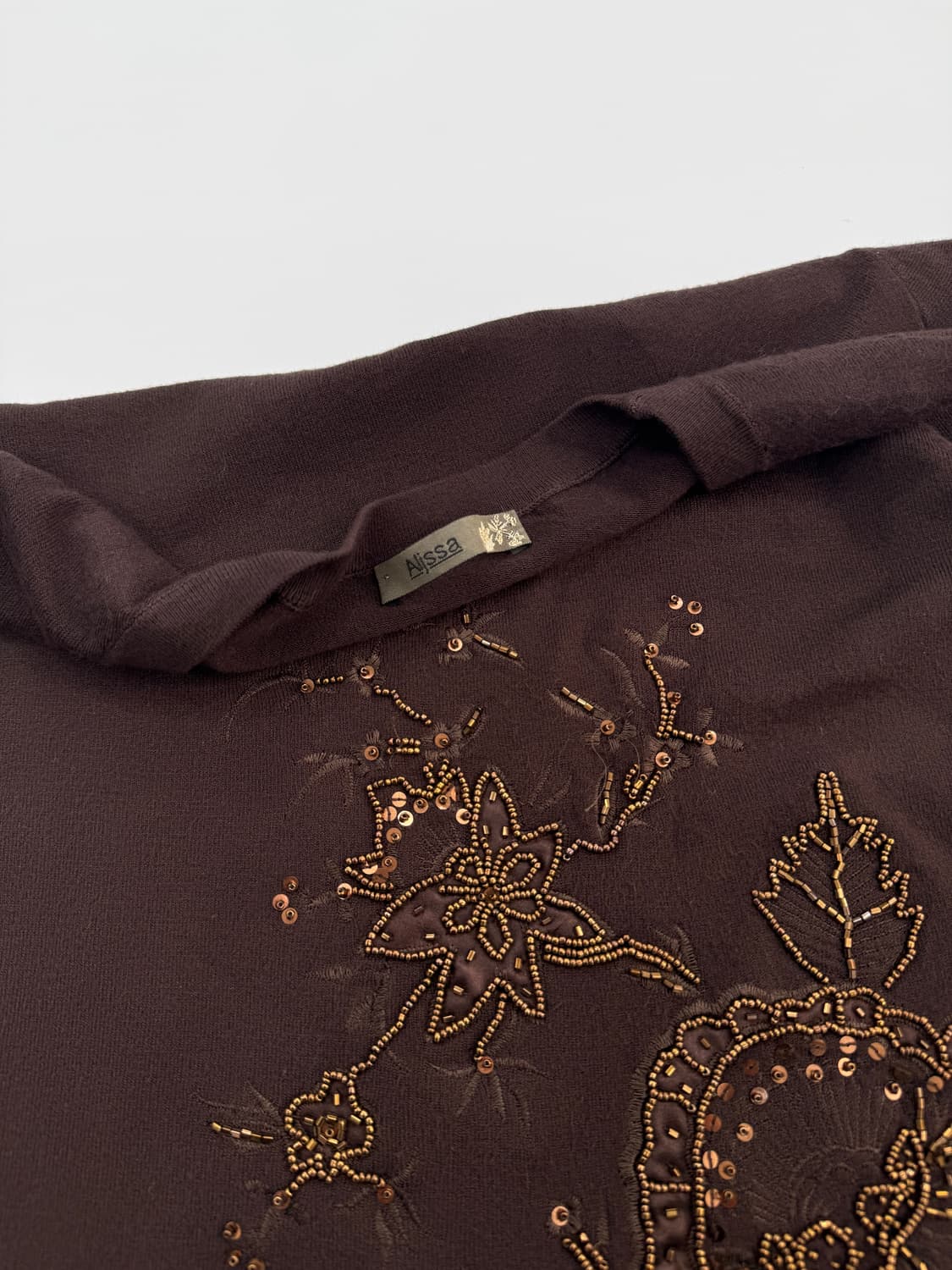 빈티지 Alissa 브라운 자수 비즈 니트 상품이미지4