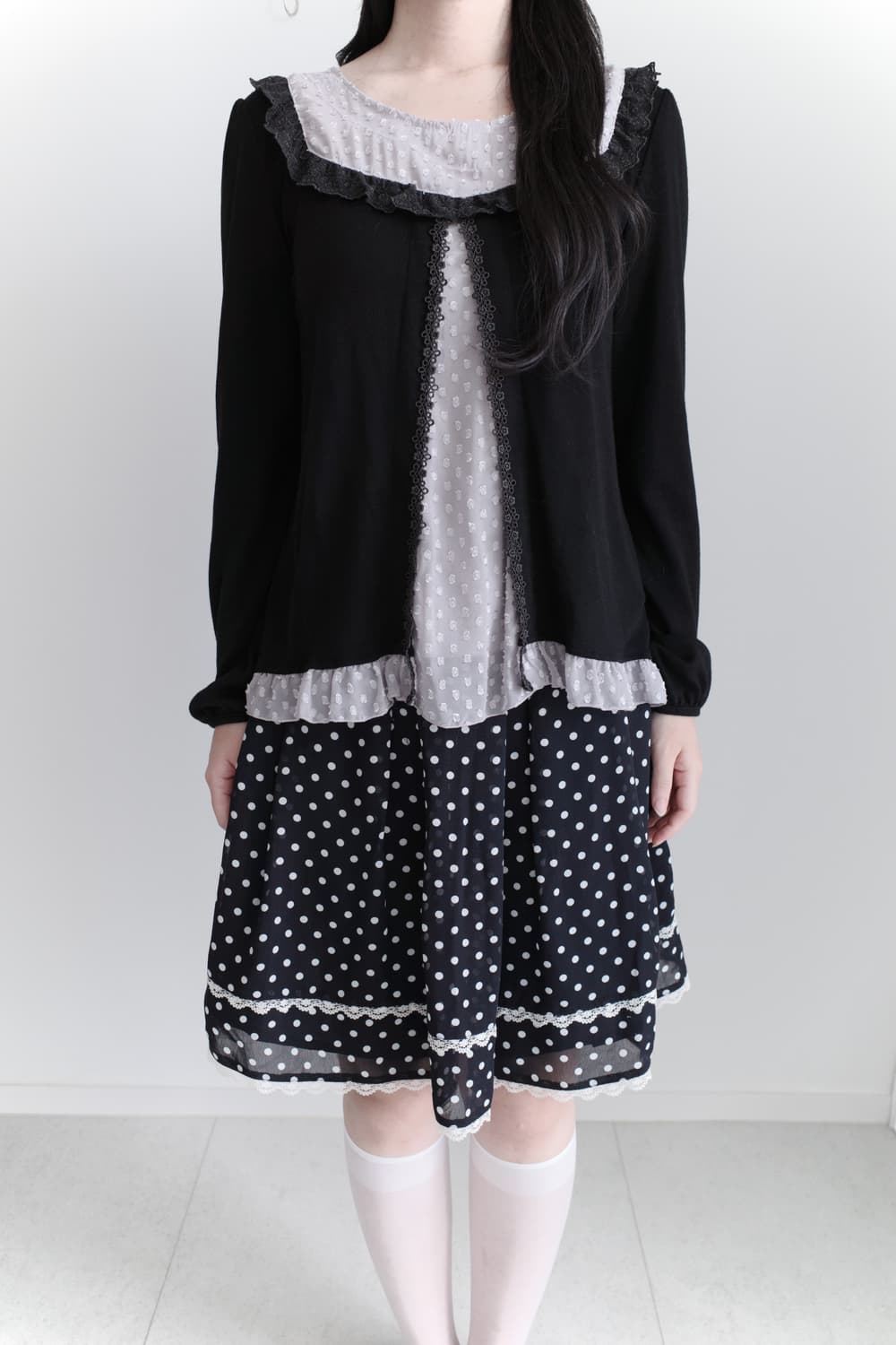 axes femme) dot layerd long sleeve  상품이미지5