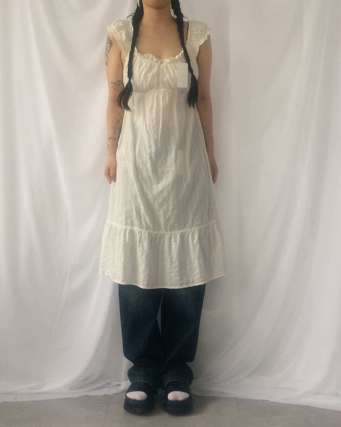 Dot pattern frill sleeveless onepiece 상품이미지6
