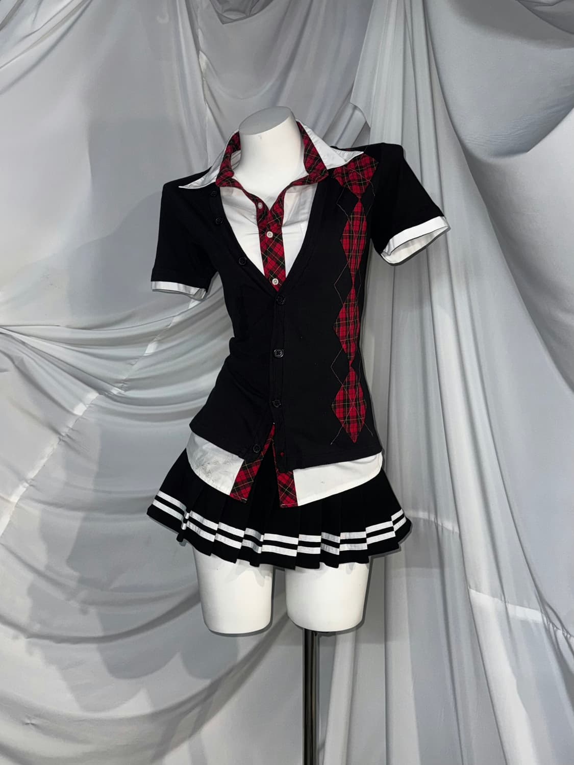 캐캐체 아무깔 레드체크 가디언 스쿨 프레피 코디세트 상품이미지1