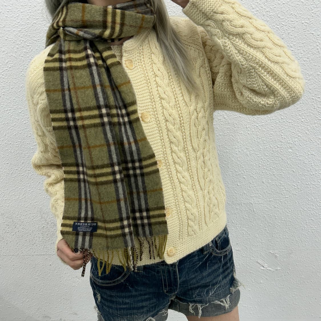 버버리 그린 노바체크 램스울 머플러 상품이미지2