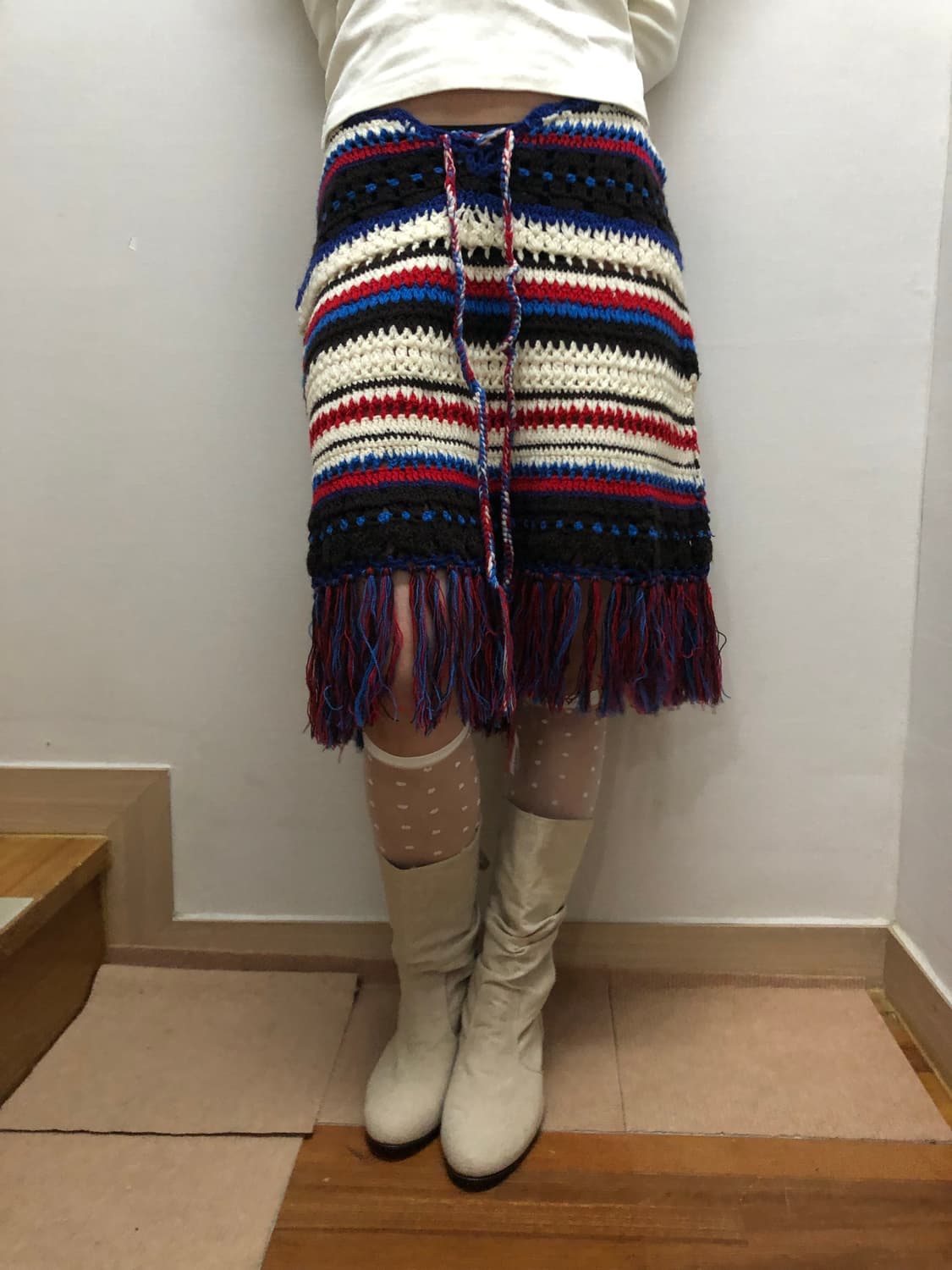 빈티지 보헤미안 믹스 컬러 투웨이 니트 스커트 상품이미지7