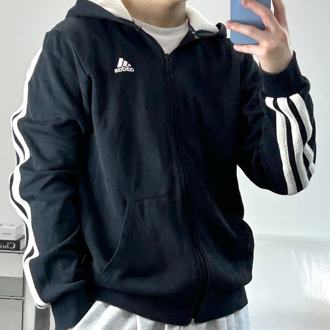 아디다스 에센셜 블랙 후드집업 M  상품이미지1