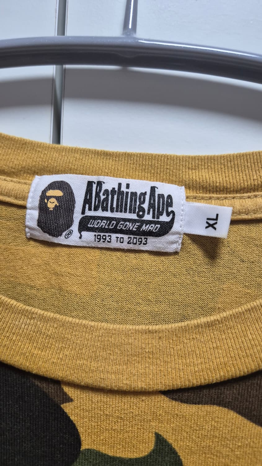 베이프 퍼스트 카모 컬리지 티셔츠 옐로우 xl 상품이미지2