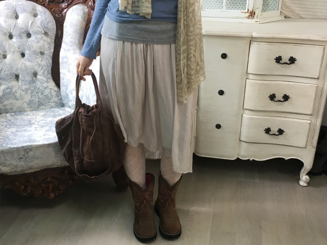 빈티지 아이보리 새틴 스커트 상품이미지2