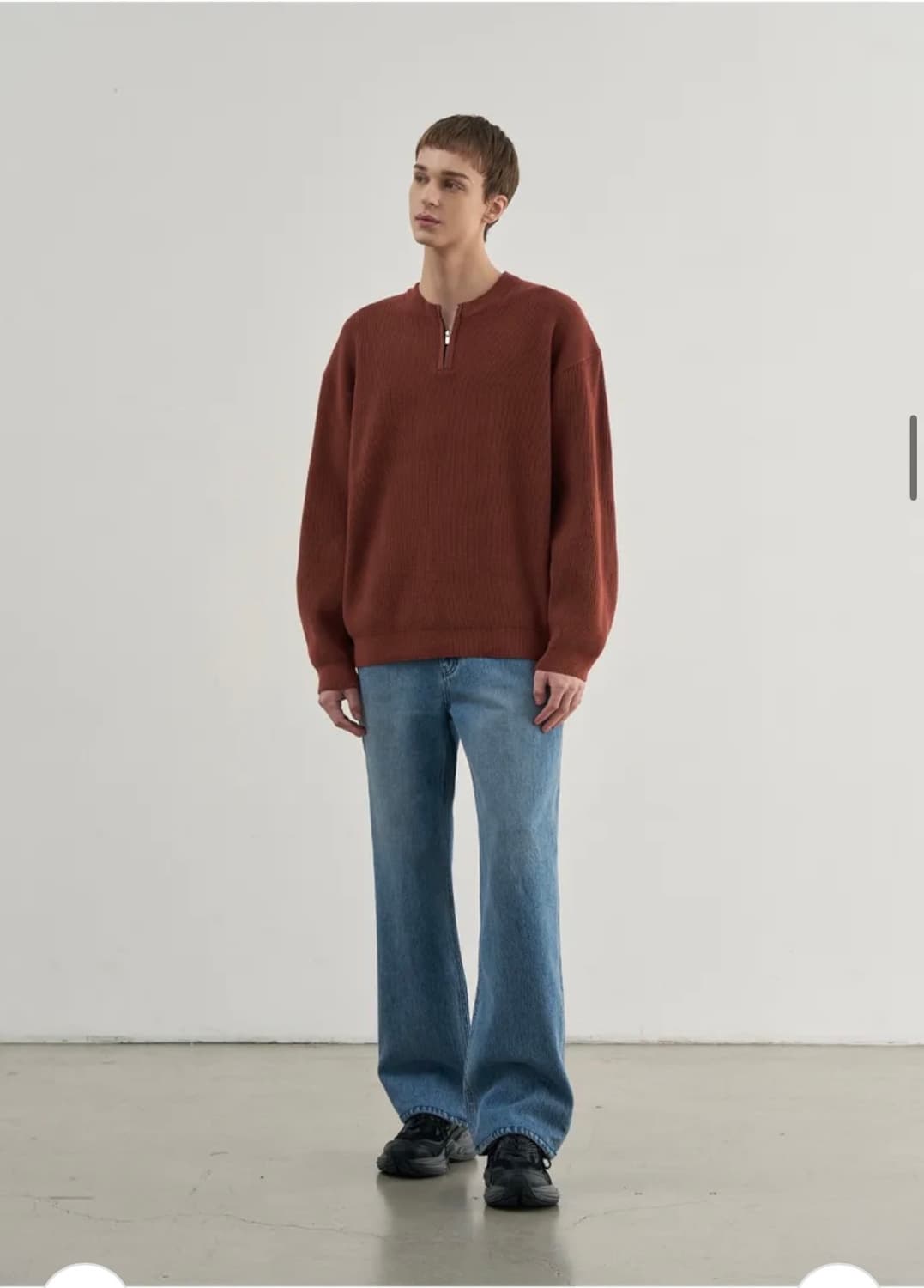 (새상품)(M) 드로우핏 PBT 울 라운드 하프 집업 풀오버 니트 판매 상품이미지7